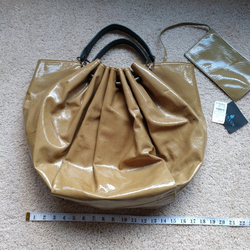 Lanvin Sac Polisson GM with teal ostrich handles